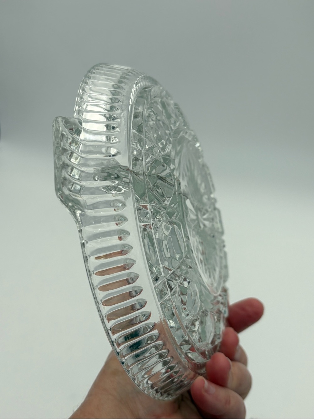 Vintage Federal Glass Windsor Pattern Divided Serving Bowl with Handle - 2 Forks - Picture 9 of 10